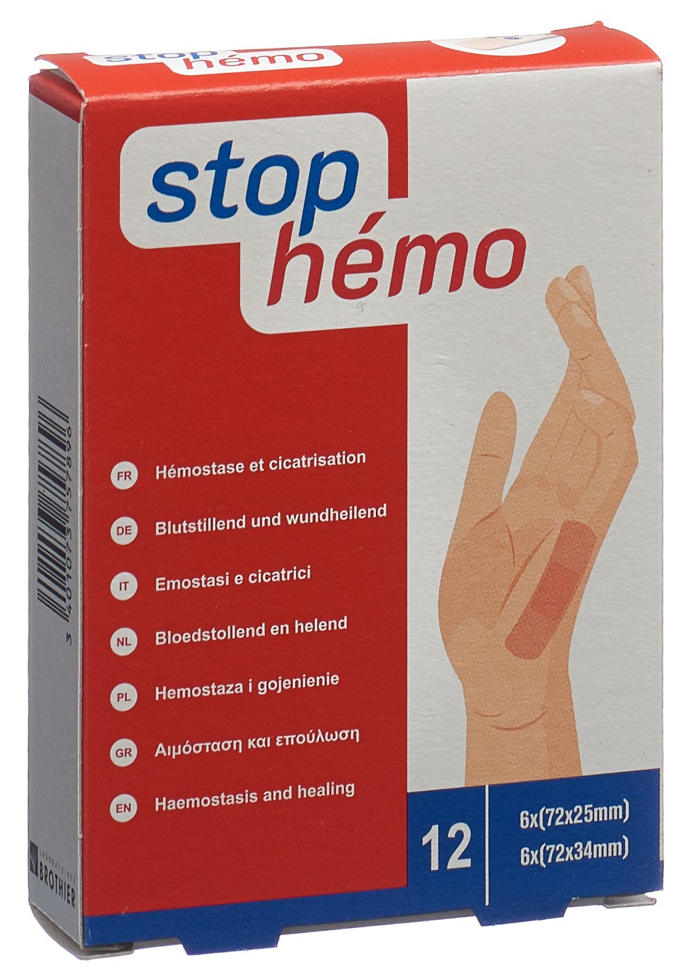 STOP HEMO Pflaster hämostat steril ass 12 Stk