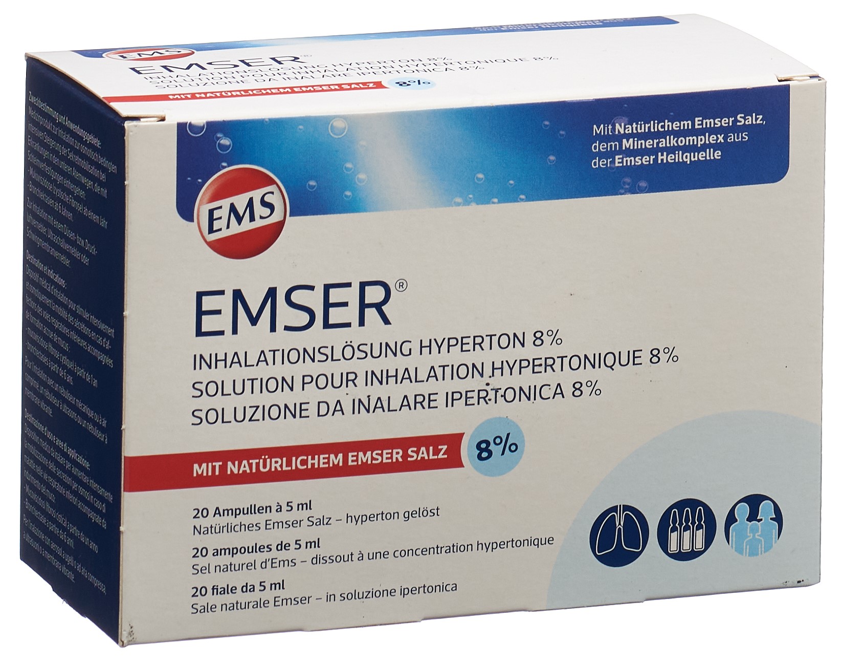 EMSER Inhalationslösung 8 % hyperton 20 Amp 5 ml