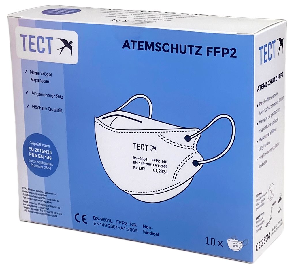 TECT FFP2 Atemschutzmaske comf falt o Vent 10 Stk