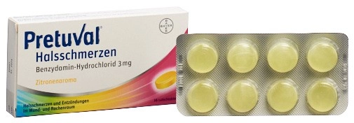 PRETUVAL Halsschmerzen Lutschtabl Zitrone 16 Stk